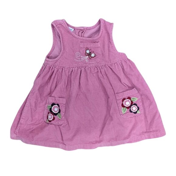 Samara Vtg Vintage 90s Dusty Rose Pink Flowers Butterfly Jumper Dress Girls 4T - Picture 1 of 6